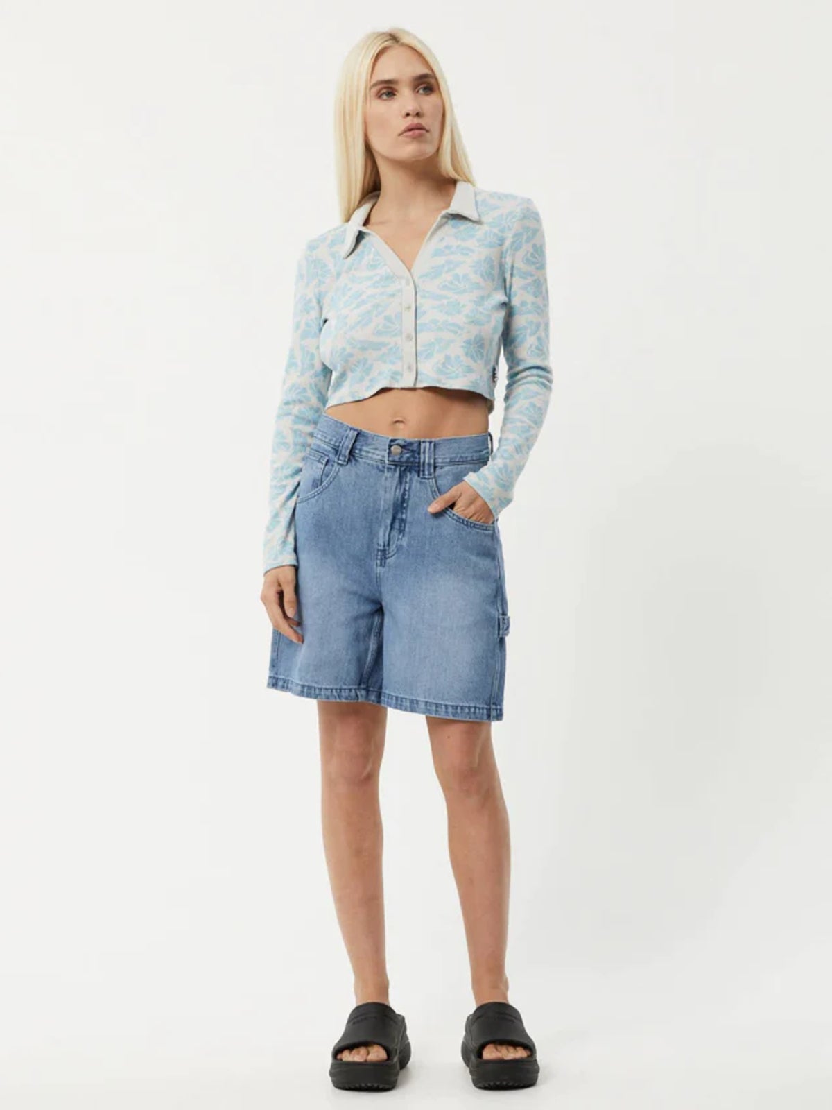 Billie - Hemp Ribbed Floral Long Sleeve Shirt | Cosmic
