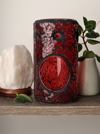 Crackle Glass Oil Burner Red