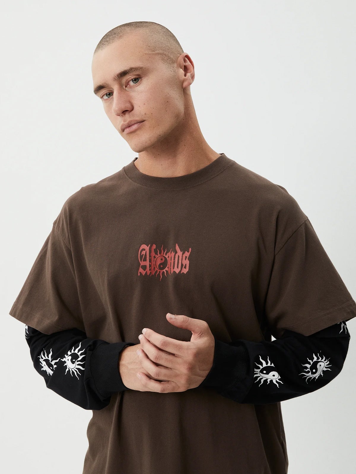 トップス CLANE TEE LAYERED LONGSLEEVE TOPS Double Trouble - Recycled Layered Boxy Tee | Cosmic