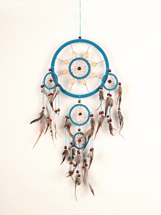 Dreamcatcher 16cm Turq Wood