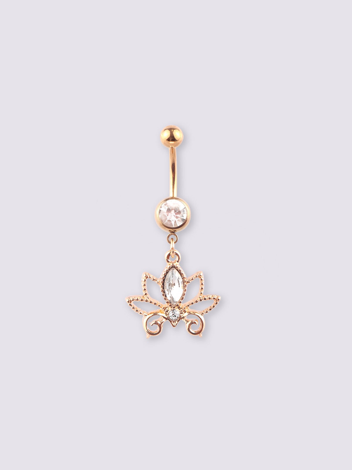 Gem Gold Lotus Navel Barbell 14g Cosmic