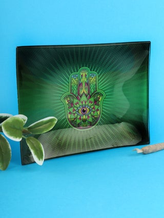 Glass Tray:Small -Hamsa