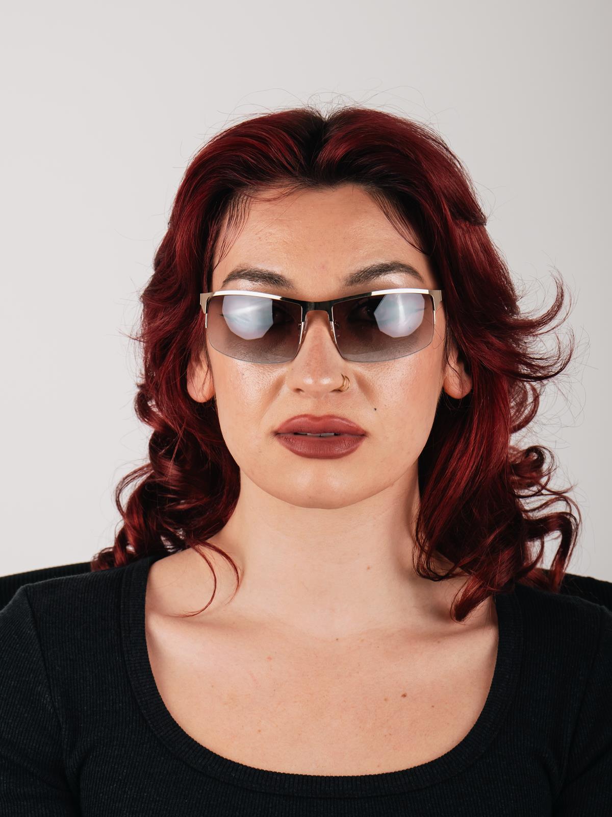 Metal Wrap Visor Sunglasses Gold Cosmic