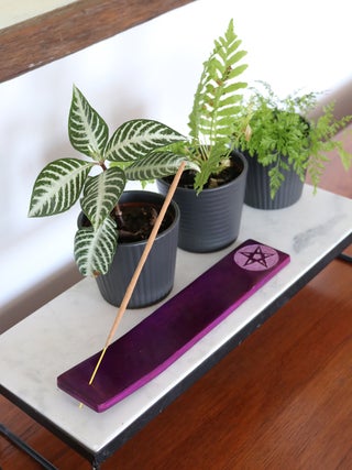 Pentacle Soapstone Incense Holder purple