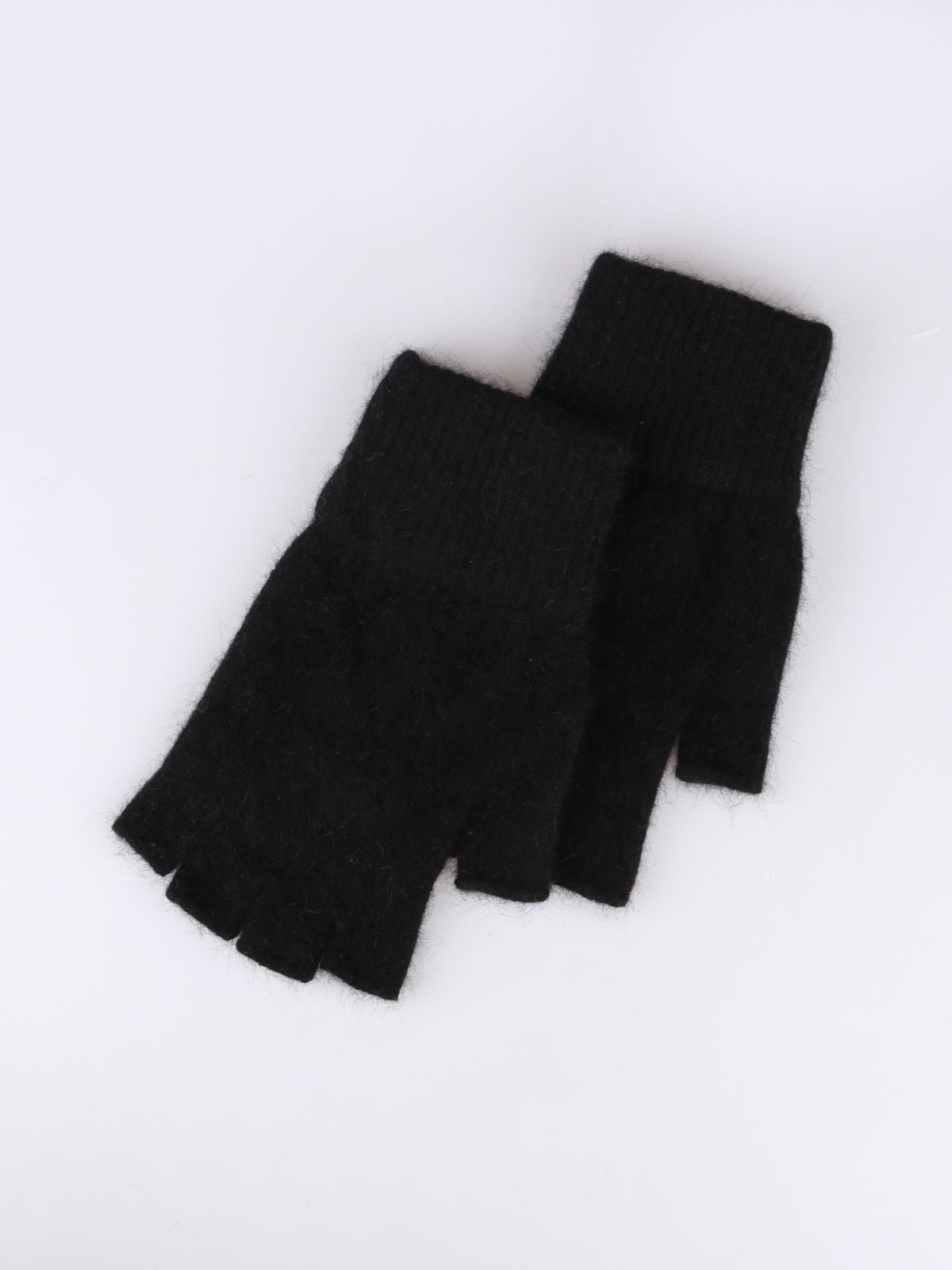 Possum Merino Fingerless Gloves - Black