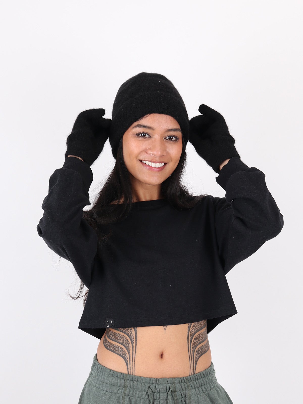 Possum Merino Gloves - Black
