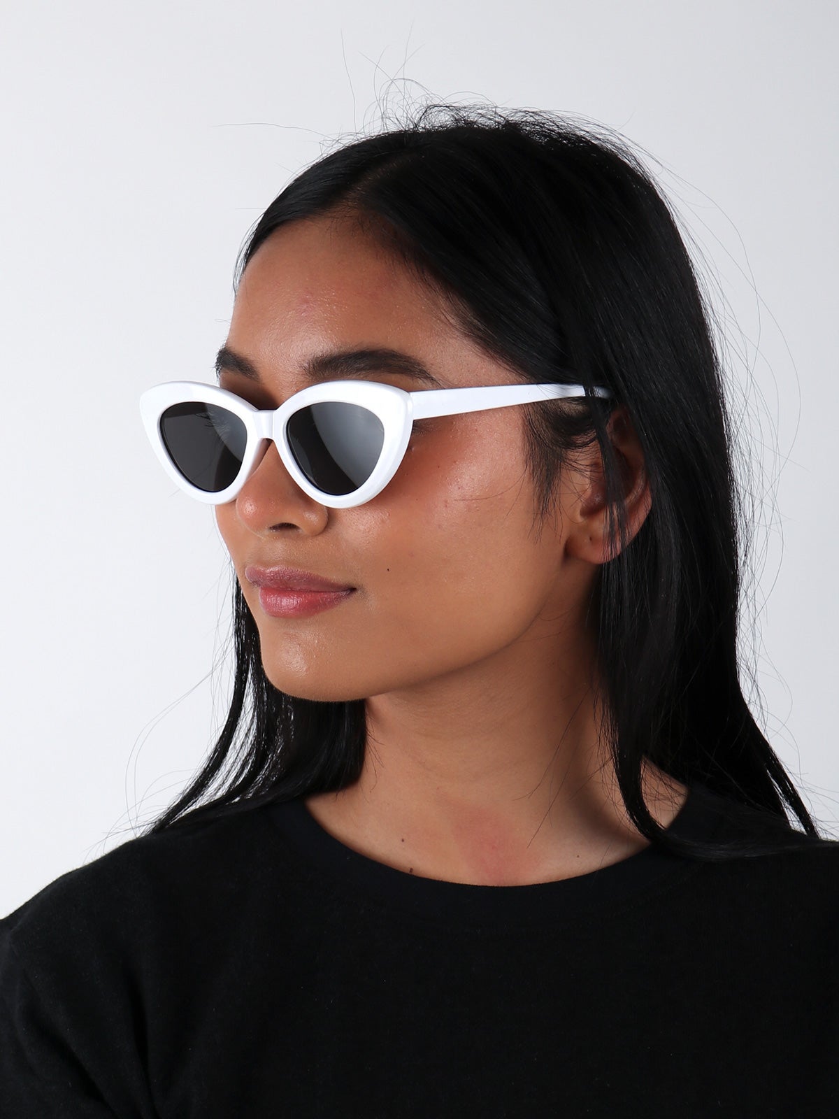 Retro Cateye Sunglasses White Cosmic