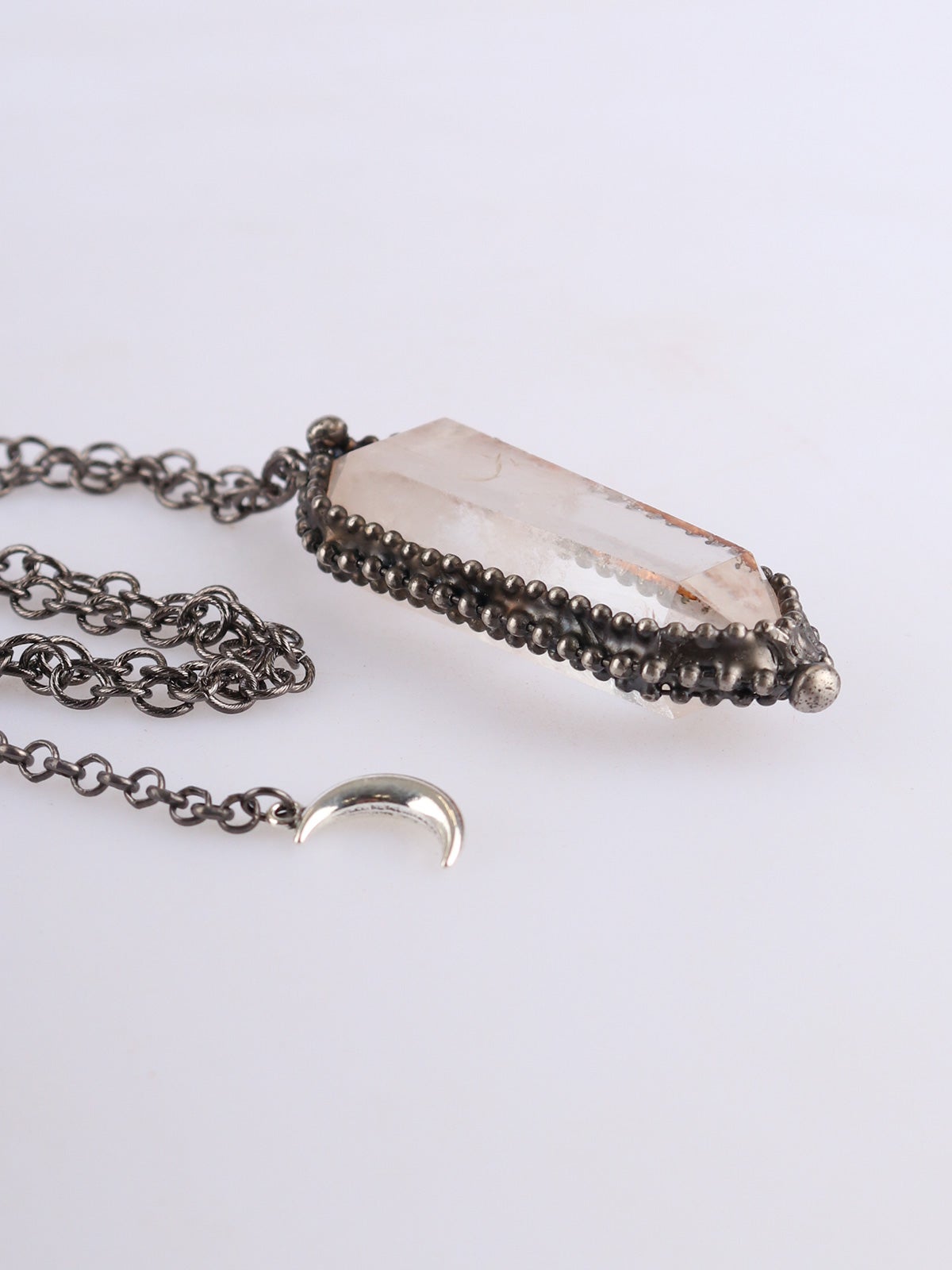 Solder Double Point Pendant Clear Quartz Cosmic