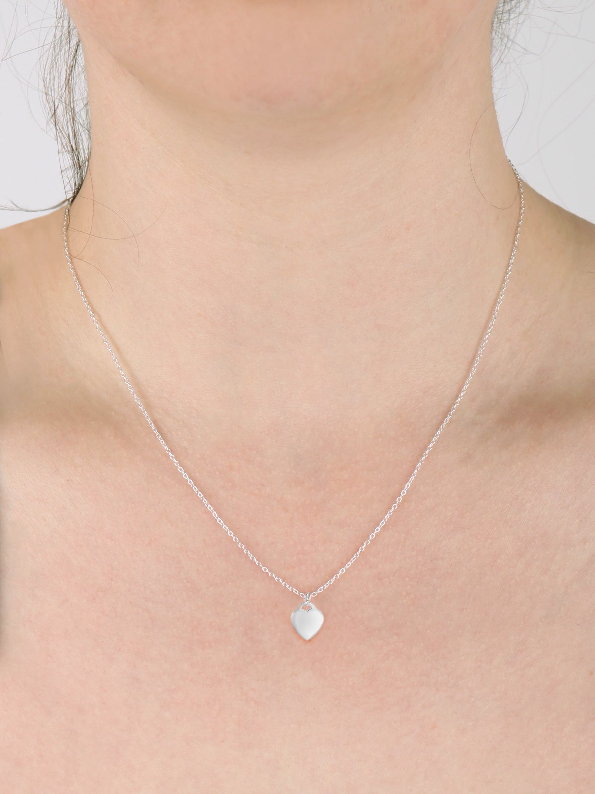 ★NOONOO FINGERS★ 925silver heart lock silver necklace Uniquely Yours Fingerprint Heart Necklace (Silver)