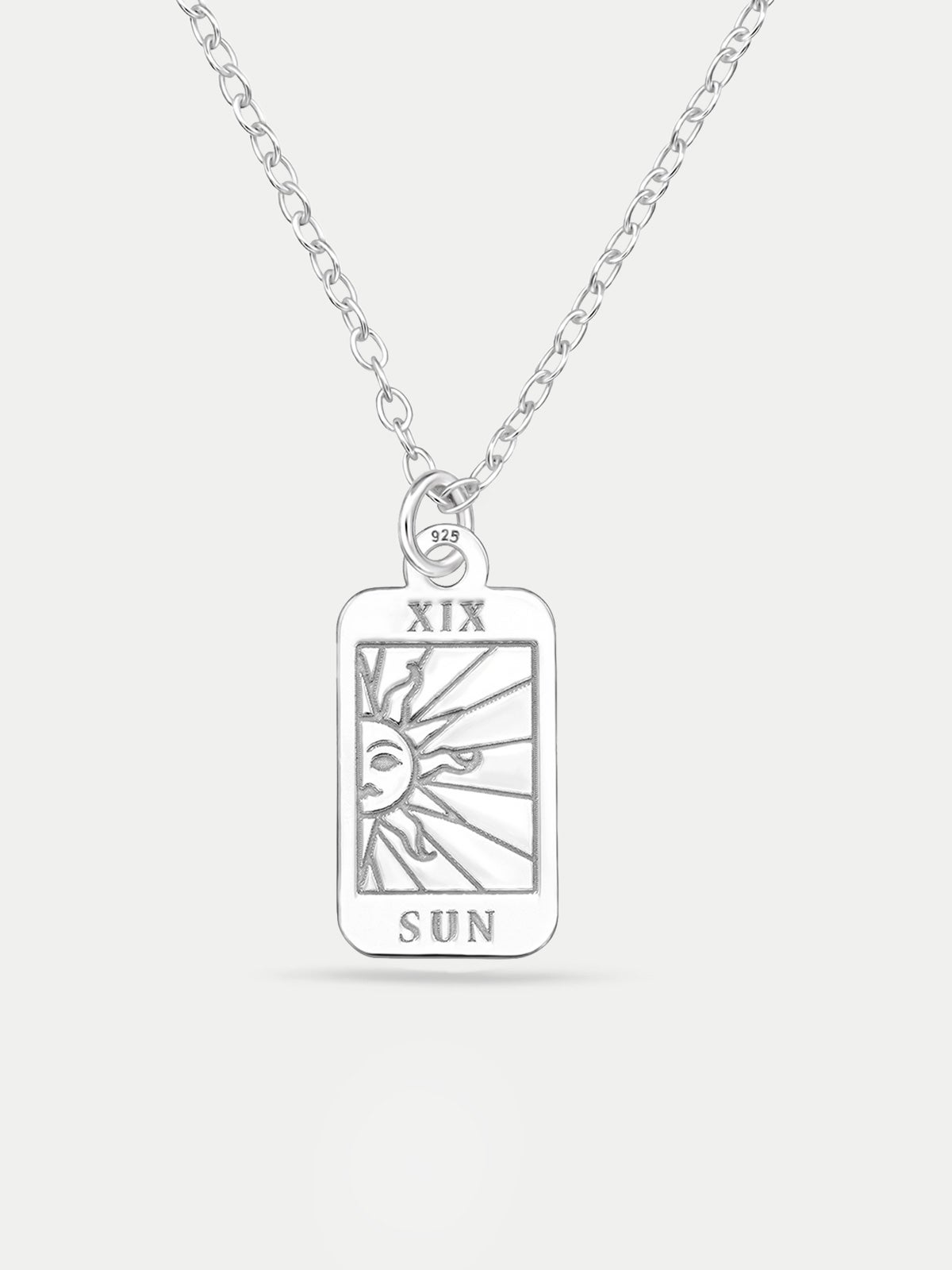 Sterling Silver Sun Tarot Pendant Necklace Cosmic