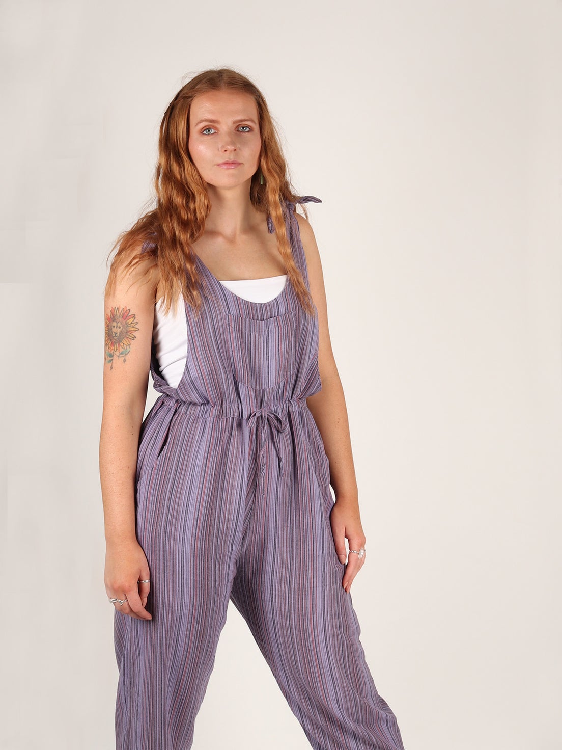 Stripe Cotton Overalls Cosmic