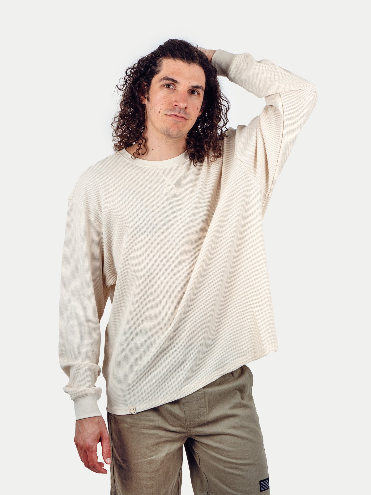 Unisex Organic Hemp Waffle L/s Tee - Birch | Cosmic