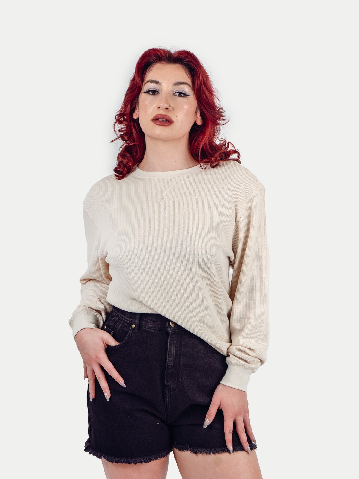 Unisex Organic Hemp Waffle L/s Tee - Birch | Cosmic