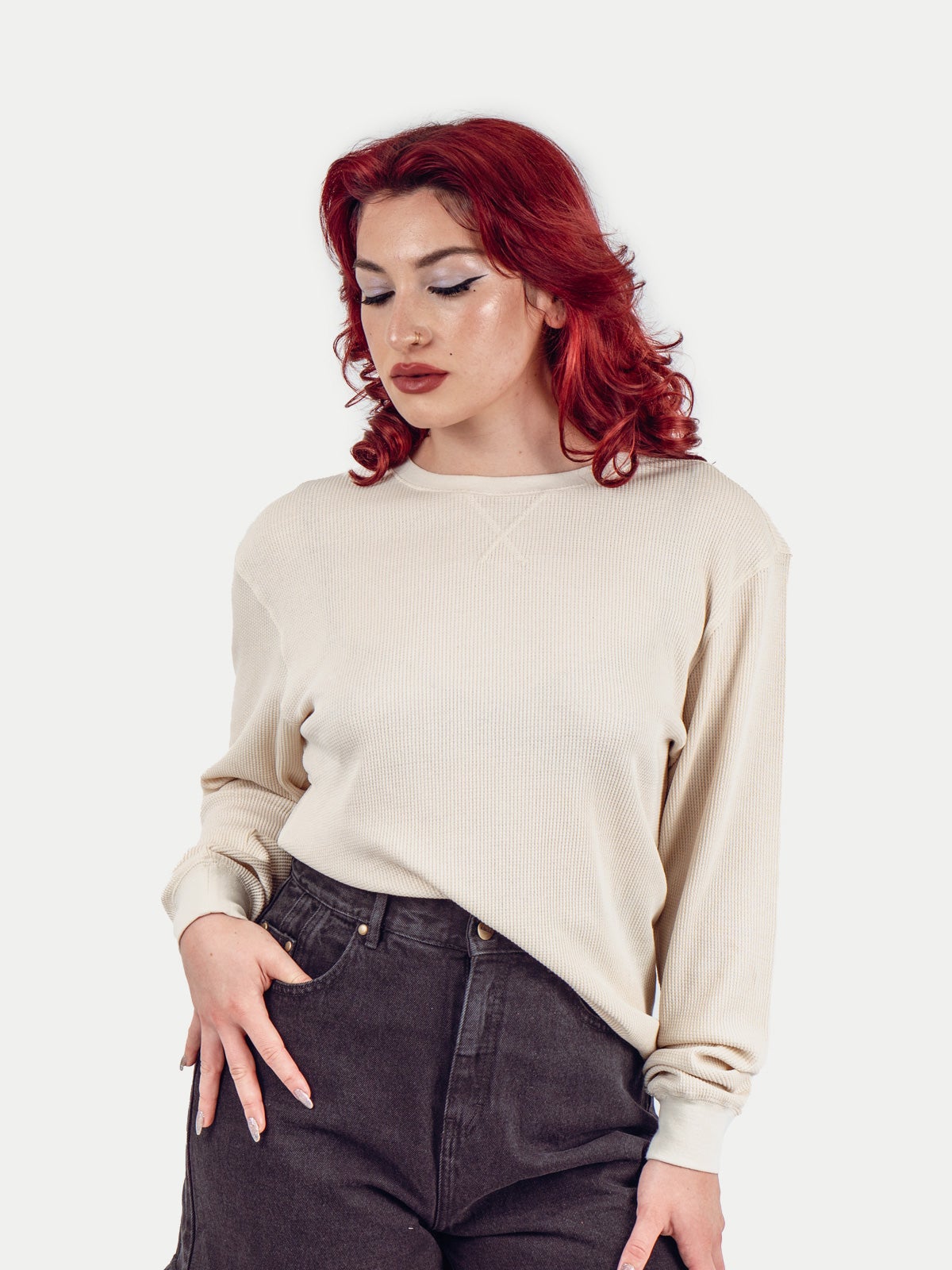 Unisex Organic Hemp Waffle L/s Tee - Birch | Cosmic