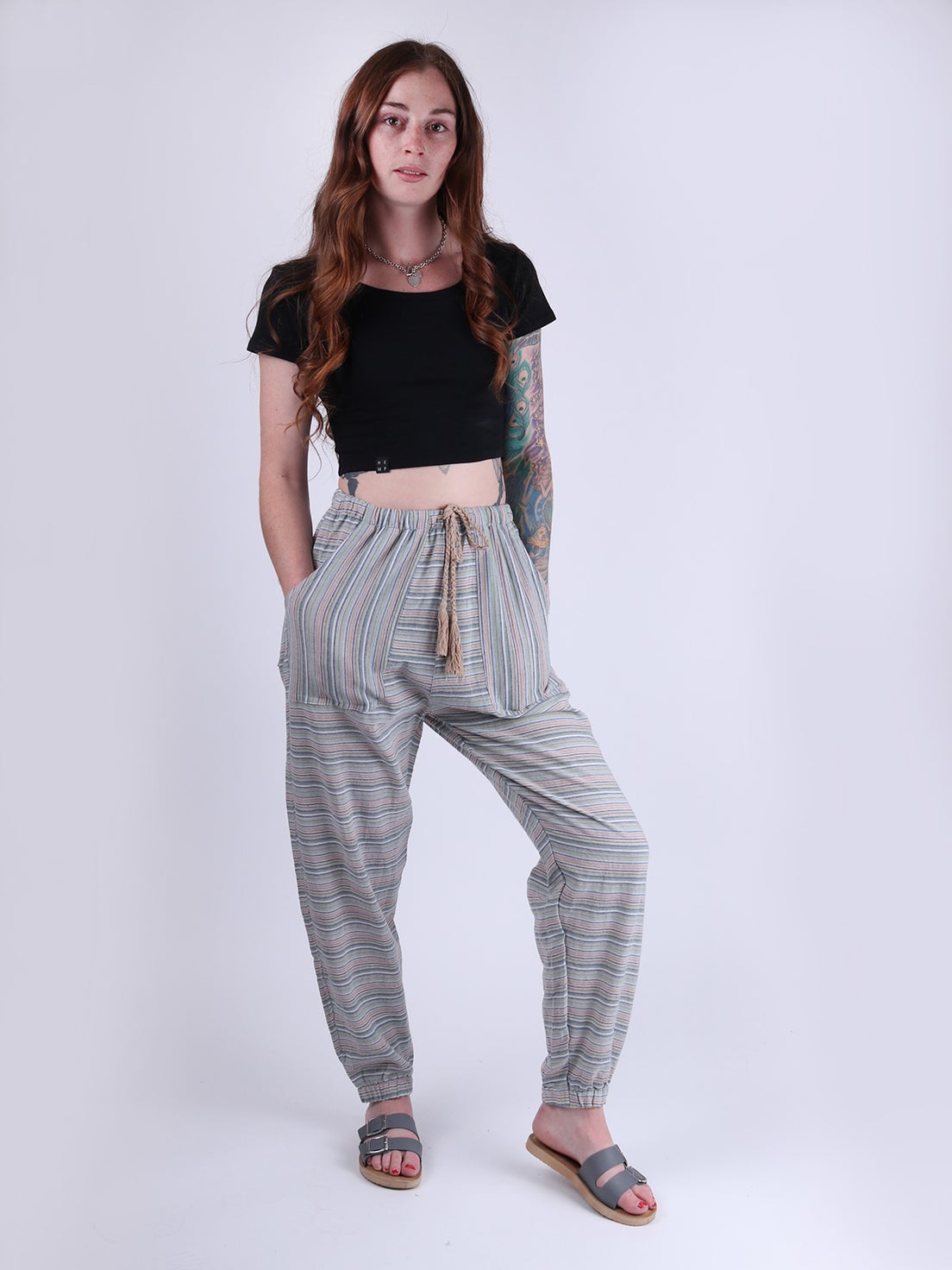 Unisex Stripey Cotton Jogger Pants Cosmic